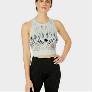 NWT 90 Degree By Reflex Womens Textured Seamless Racerback Crop Top Size M New